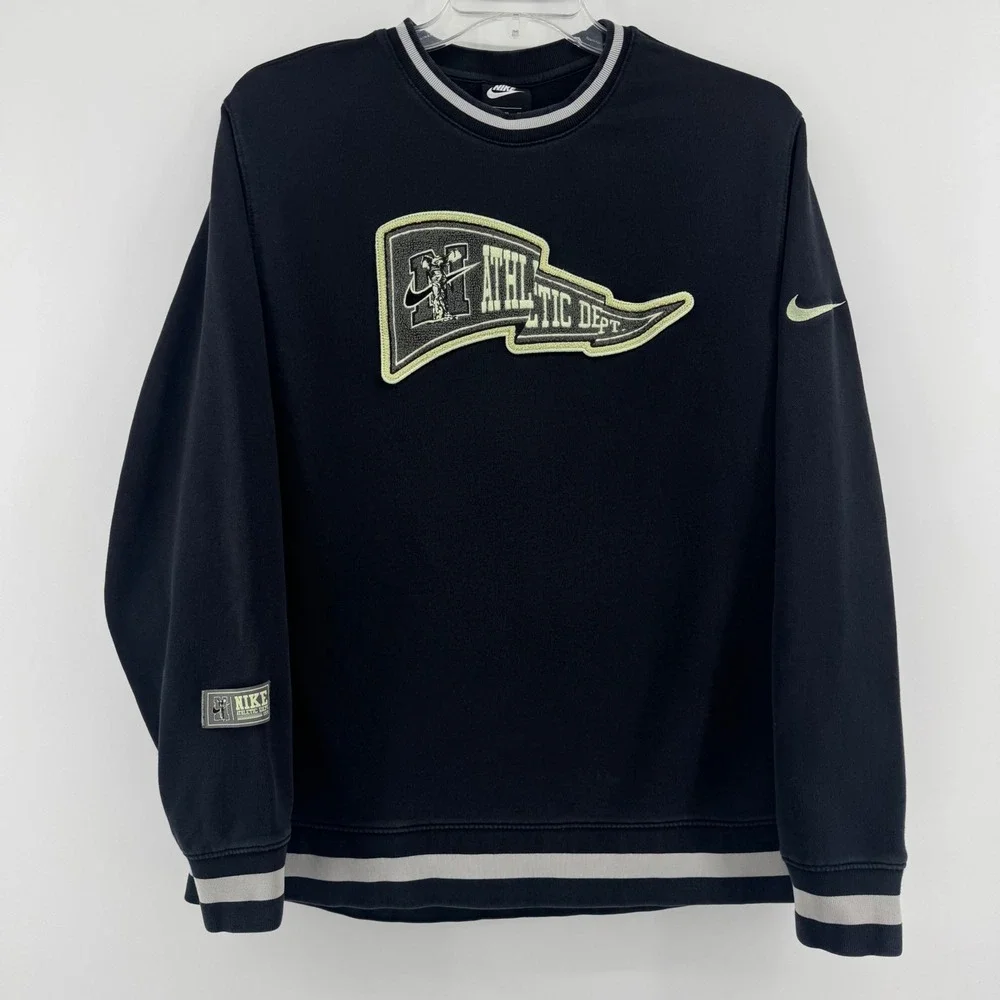 Nike Athletic Dept Crewneck Sweatshirt Black Size XL‎ Retro Preppy Collegiate